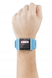 Smart watch on the male hand with heart beat on the screen