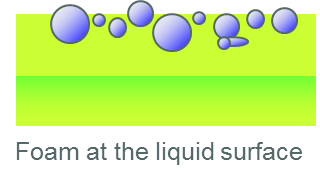 Foam at the liquid surface