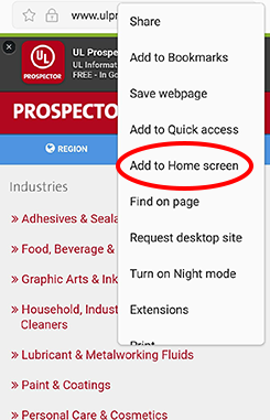 How to add Prospector to your Android mobile home screen