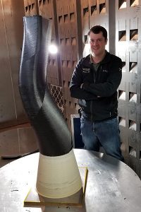 curved duct printed by SCRAM - Learn more about Electroimpact's continuous fiber-reinforced 3D printing system
