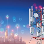 whimsical artwork depicting a 5G network and a cityscape - Learn more about how 5G will impact the plastics industry