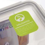 plastic container with UL sticker